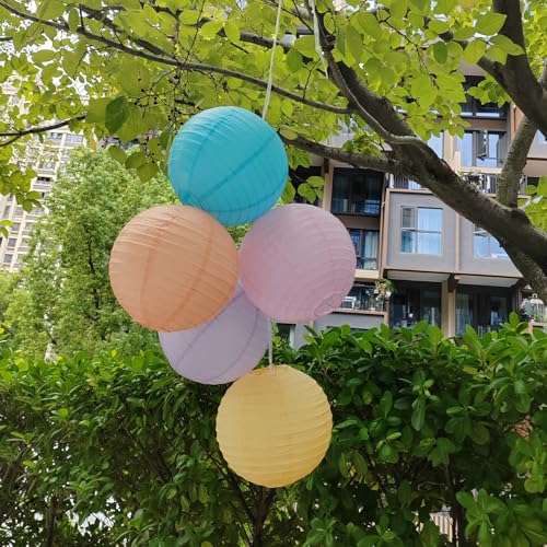 Image of 8 Inch Paper Lanterns Party Decorations Pastel Classroom Decor, Baby Shower Wedding Birthday Decor(Set of 5, Girl Collection)