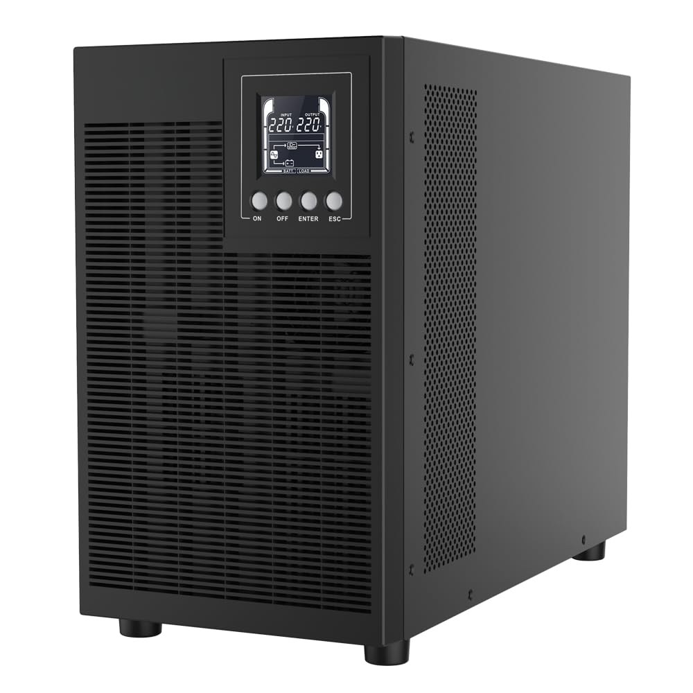 RVT SECURITY ups 3000 VA Onda SINUSOIDALE Pura con display LCD 2400 watt Doppia Conversione 4 Uscite Schuko, USB, RS232, EPO, Slot SNMP, 6 Batterie 12V-7Ah