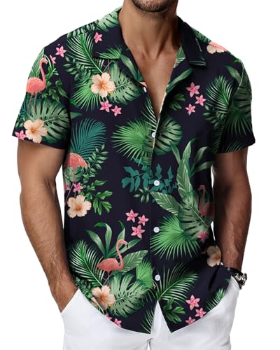 HMIYA Hawaii Hemd Männer Hawaiihemd Herren Kurzarmhemd Button Down