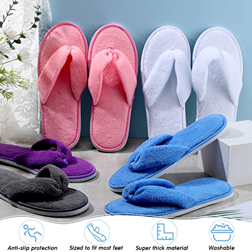 Image of Unittype 10 Pairs Spa Slippers Flip Flops Thong Sandal Slippers Soft Coral Fleece for House Guest Hotel