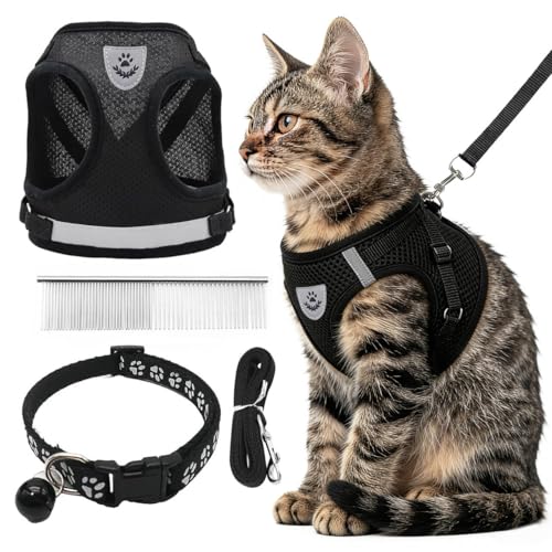 CUEMOON Pettorina e Guinzaglio per Cani, Pettorina Riflettente per Cuccioli, Set di imbracatura e guinzaglio per cuccioli, gatti e gattini,M