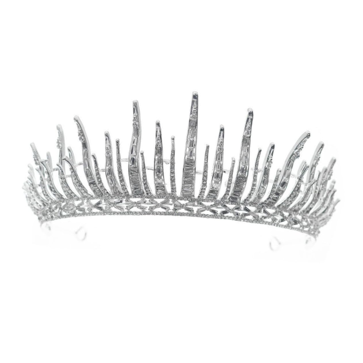 CRILSTYLEO Novia Reina Accesorios Para El Cabello De Baile De Damas De Honor Accesorios Para El Cabello De Dama De Honor Elegante Tiara De Boda Tocado De Novia Pedrería Silver