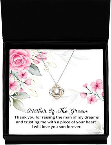 To Mother Of The Groom, Thank You For Raising The Man Of My Dream Love Knot Rose Gold Necklace, For Mother Of The Groom, Valentines, Birthday,