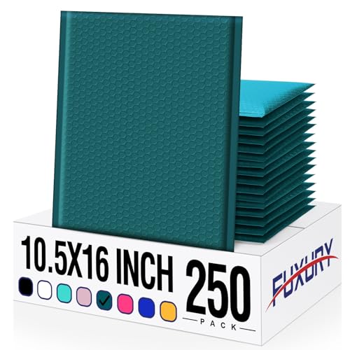 Image of Fuxury Large Bubble Mailers 10.5x16 inch 250 Pack Forest Green Self Seal Padded Envelopes Opaque Mailing Envelopes Bubble Padded Cushion Padded Mailers for Packaging Small Business Bulk #5