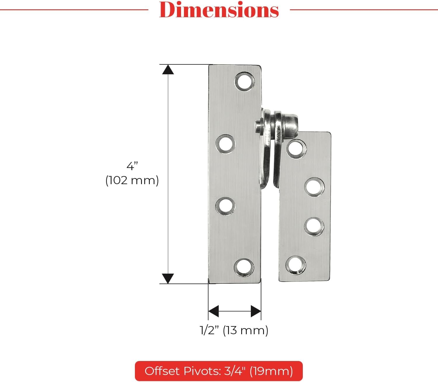 Global Door Controls CP-RPLH-26D Left Hand Reinforcing Hinge in Satin Chromium Plated