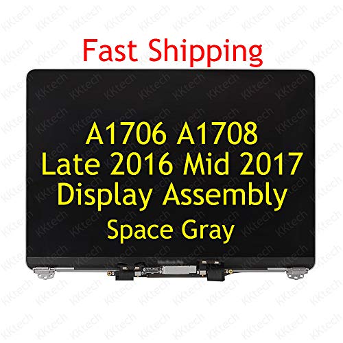 KKtech New Screen Display Assembly Replacement Part for MacBook Pro 13'' A1706 A1708 Late 2016 Mid 2017 Space Gray 661-05095 LCD LED