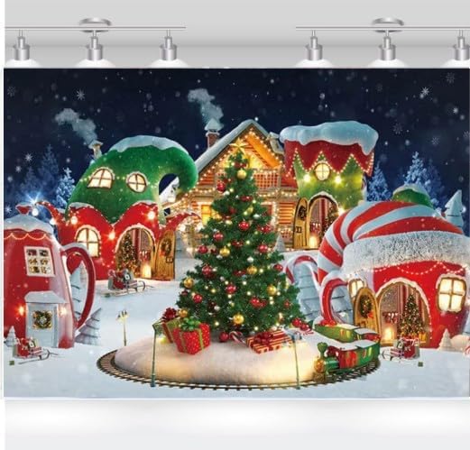 Fondo fotográfico Invierno Navidad Cabaña Niño Retrato Familiar Decoración Telón de fondo Estudio Fotográfico Cuento de hadas de la nieve Fiesta de