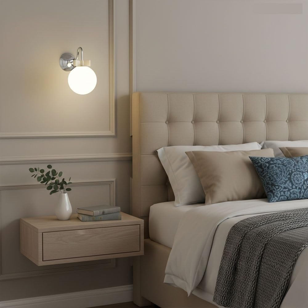 Modern Bow Knot Wall Sconce, Cute Chrome Vanity Light, Cream Style Glass Globe Wall Lamp with Bow Decoration, Creative Art Deco Fixture for Girls Bedroom, Nursery, Hallway Parlor(Brown)