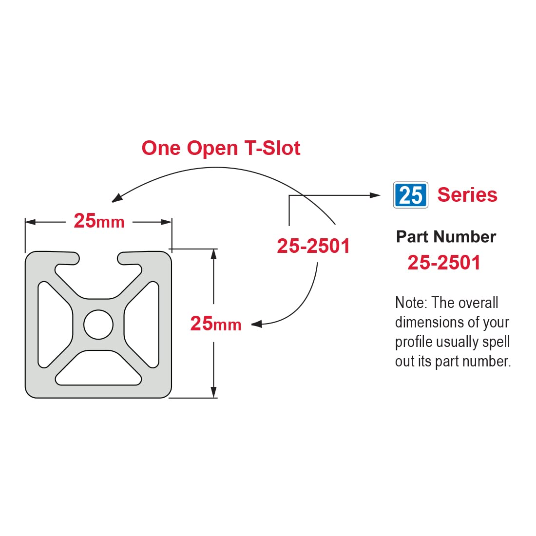 8020, 25-2501, 25 Series Aluminum 25mm x 25mm 25x25 Single Channel Aluminum Extrusion T Slotted Rail 80/20 Smooth Profile (Clear Anodize, 1220mm Long)