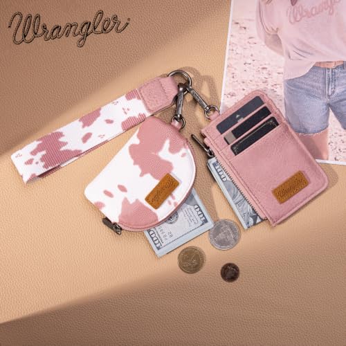 Image of Wrangler Keychain Wristlet Wallets for Women Western Dual Pouch Wristlet Credit Card Holder Wallet