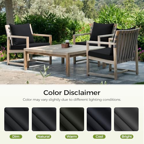 Image of UNIKOME 22 inchx22 inchx3 inch Outdoor Chair Cushions Set - Waterproof Patio Cushions for Outdoor Furniture with Removable Cover, Ties & Handle, Deep Seat Patio Cushions for Sofa Couch - Black