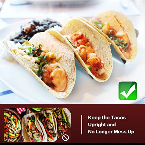 Ginkgo Taco Holders Set Of 4, Stainless Steel Taco Stand Rack Tray, Each Plates Holds Up To 3 Or 2 Taco Shells - Oven Safe, Grill And Dishwasher Safe #TOP3