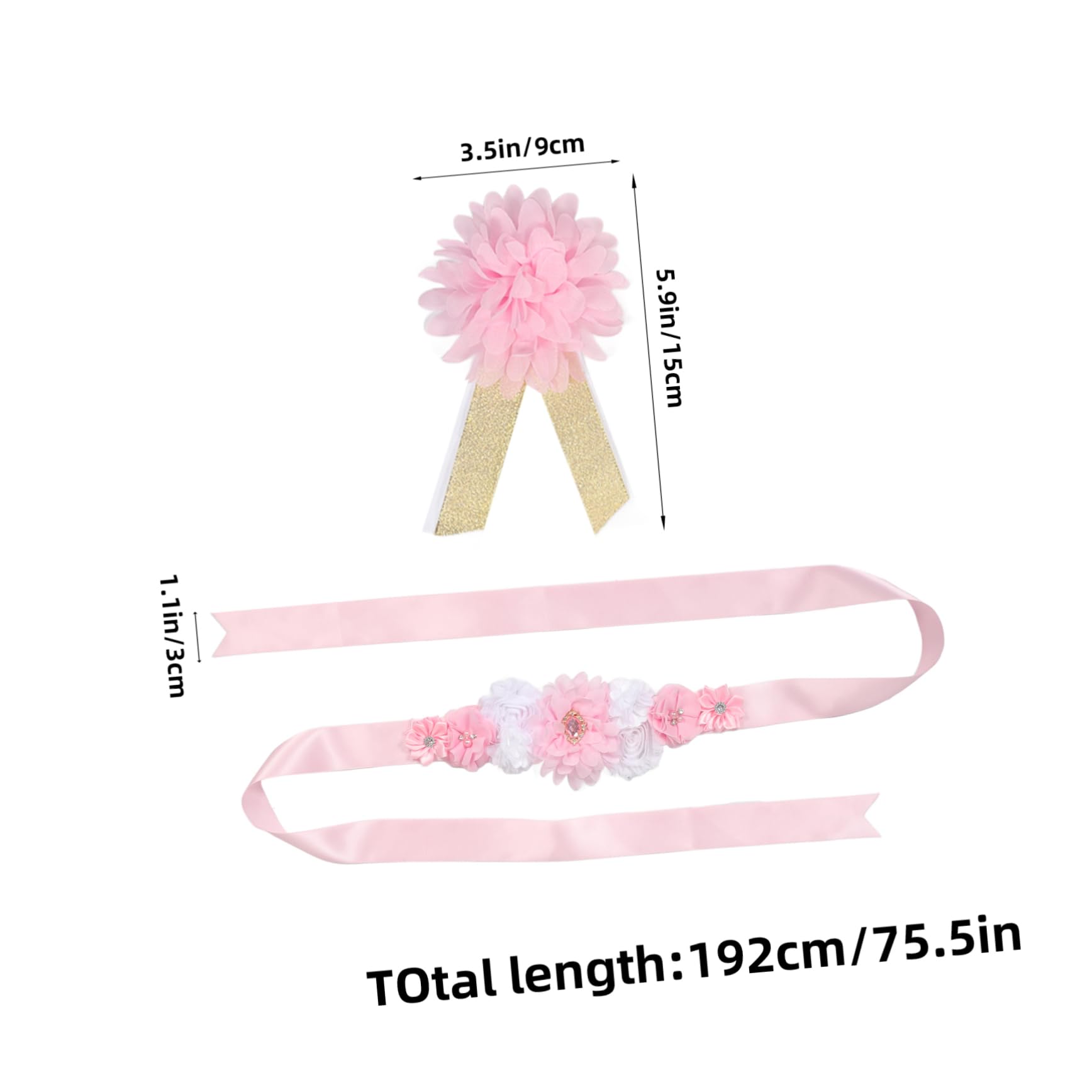 VICASKY Maternity Sash Set Flower Sash Belt Portable Shower Decorations for Shower Mom