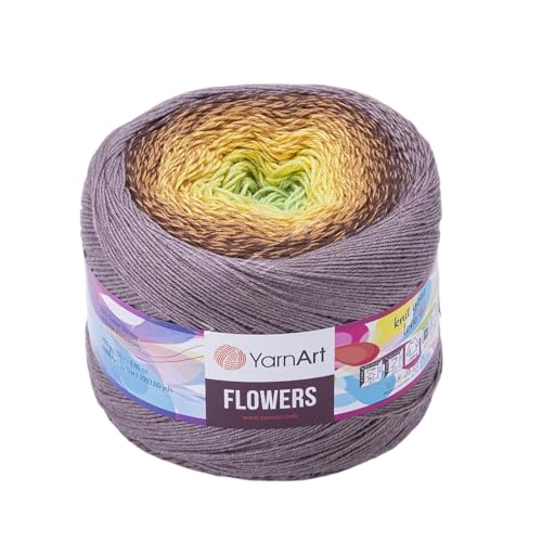 Image of Yarn Art Flowers Yarn 55% Cotton 45% Acrylic 250gr 1094yds Multicolor Cotton Yarn Rainbow Crochet Yarn Spring Summer 2 Sport Yarn (317)