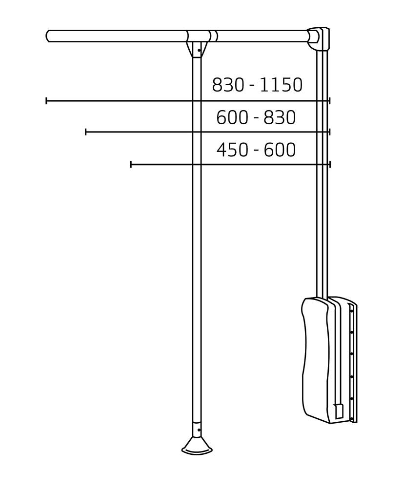 AZERODESIGN-Perchero- Barra Armario- Abatible- Colgador Ropa Elevable Vestidor o Armario-Tirador Central-Resistencia 15kg-Anchura Regulable-Color Antracita 450-600MM)