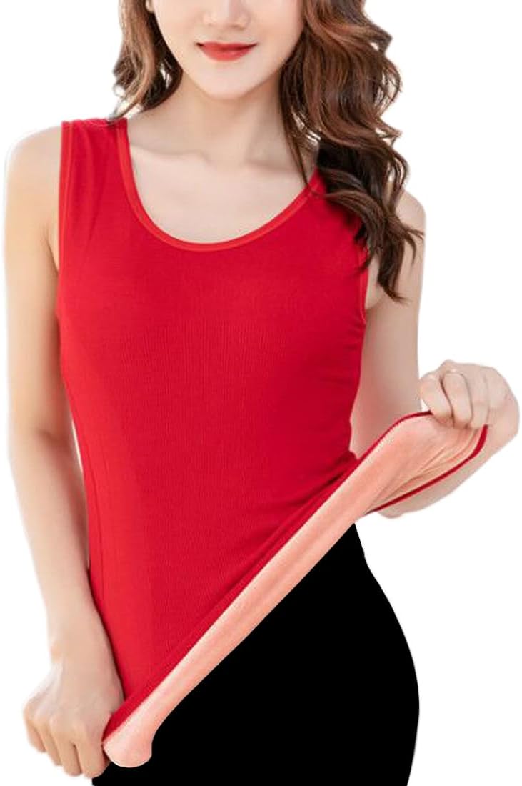 Womens Cotton Thermal Fleece Lined Underwear Tops Cami Tank Top Warm Base Layer Vest - Image 5