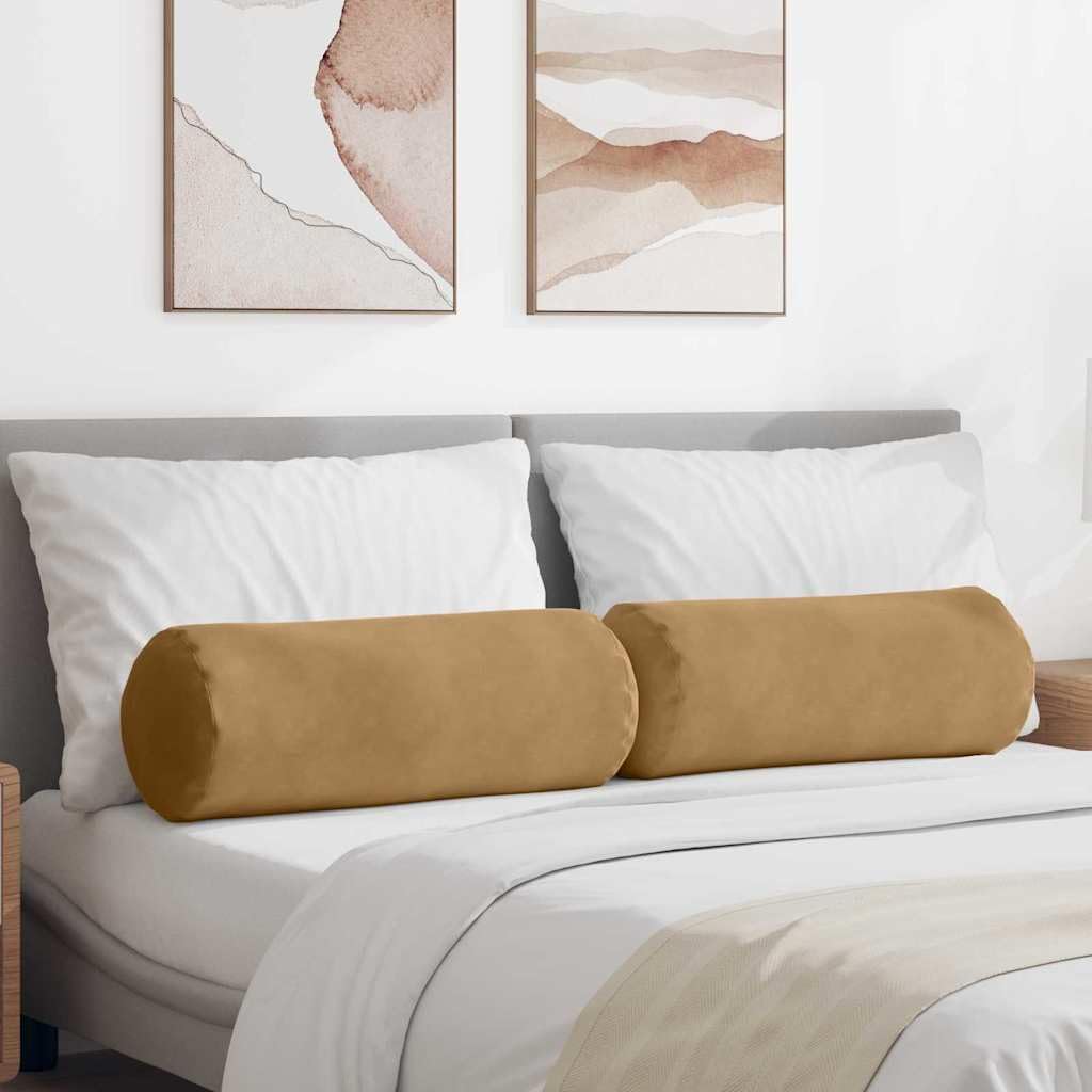 2er Set Bolsterkissen Braun 25 x 70 cm Cord Nackenrollen | Weiche Nackenrollen aus strukturiertem Cord für gemütliche Stunden im Wohnzimmer und Schlafzimmer. Mit Reißverschluss.