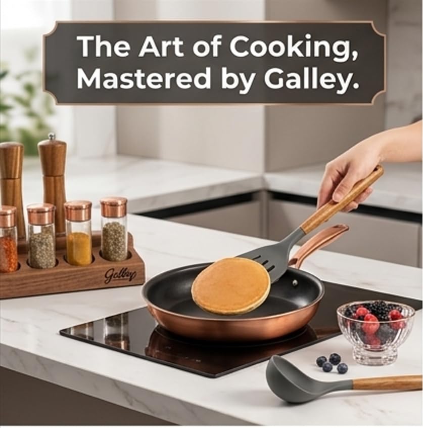 Image of Galley 5PCS Silicone Kitchen Utensil Set with wodden Handel Grey 5 piece