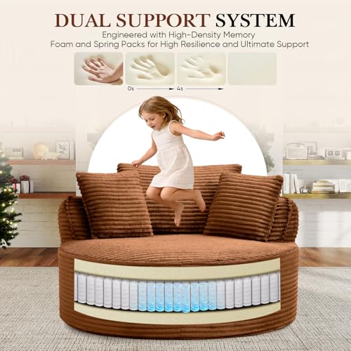 Sillón redondo de pana naranja 1 cuerpo plegable miniatura 4