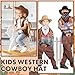 Unittype 20 Pcs Western Costume Cowboy Hats Set Kids Cowgirl Themed Party Felt Bandanna Hat with Paisley Bulk(Brown Series)