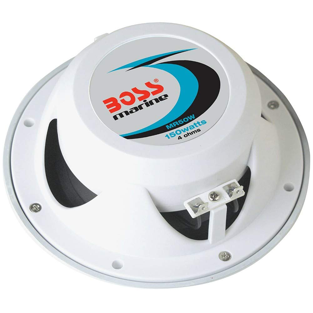 2 Altavoces Marinos Compatible con Boss Audio MR50W 2 vías 15,5 cm 75 vatios rms 150 vatios máx Barco Piscina Impermeable, por Pareja + 5 Stickers Gratis
