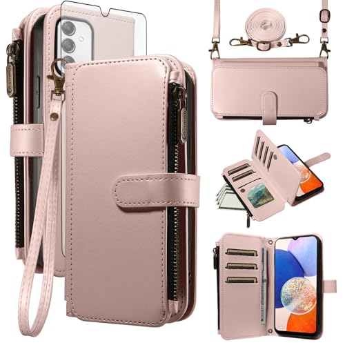 Coque Samsung Galaxy A14 Antichoc - Étui Protection Écran Brisé avec Cordon Femme