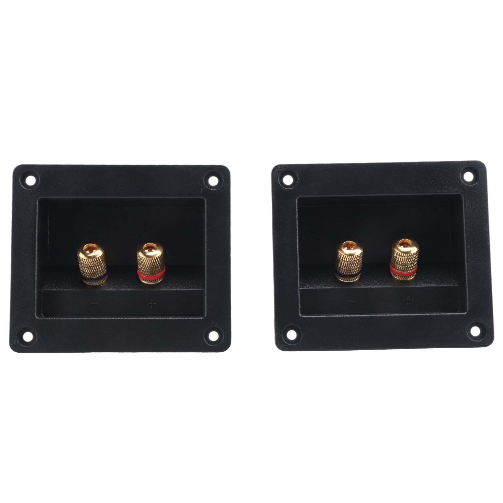 Aisuoka Black 2Pcs Diy Car Stereo 2-Way Speaker Box Terminal Spring Cup Connector Banana Jack And Plugs Subwoofer Plugs 93X80mm