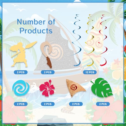 Image of 12pcs Summer Beach Ocean Girl Hanging Swirl Party Decoration,Hawaiian Party Decoration,Summer Beach Ocean Girl Party Swirls,Suitable for Tropical Turtle Leaves Party Decoration Supplies