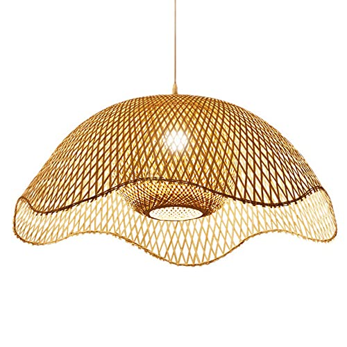 Lampe suspendue faite à la main en bambou creux et éclairage doux