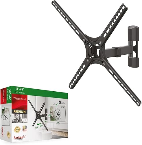 Barkan Soporte de pared para TV, articulado de movimiento completo de 13 a 65 pulgadas, soporte de pantalla planocurvado de 3 movimientos, soporta