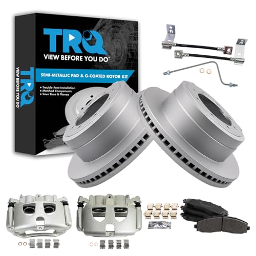 Image of TRQ Brake Pad & Rotor Kit Semi-Metallic Compatible with 2017-2019 Ford F-350 Super Duty