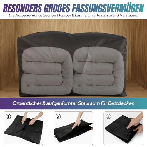 2 Stück Große Aufbewahrungstasche, 100L Schwarze Oxfordc Umzugstaschen mit 2 Schuhaufbewahrungsbeutel, Große Tasche mit Reißverschlüssen Handgriff für Umzug Bettdecken Kleidung Bettwäsche