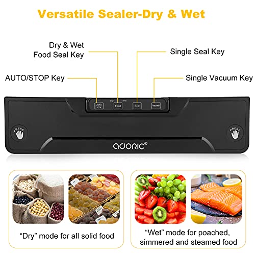 Adoric Vakuumierer Vakuumiergerät, Folienschweißgerät Automatisch für Trockene und Feuchte Lebensmittel, Bleiben bis zu… – Bild 3