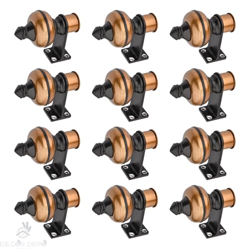 Image of Stylish Curtain Hooks /Curtain Knobs /Rod Rail Bracket for Home Copper Black Finish (12P, Copper Black)