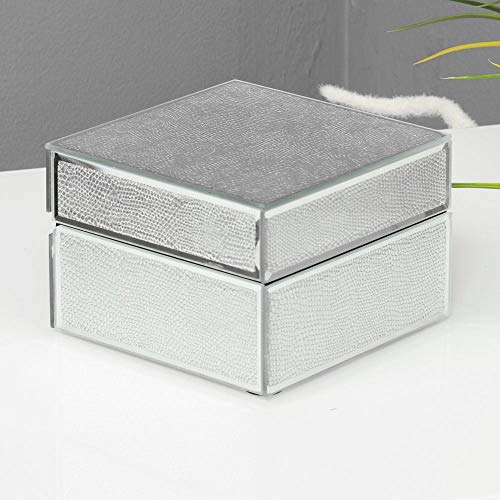 Hestia - Joyero plateado con espejo de cristal, diseño de piel de serpiente