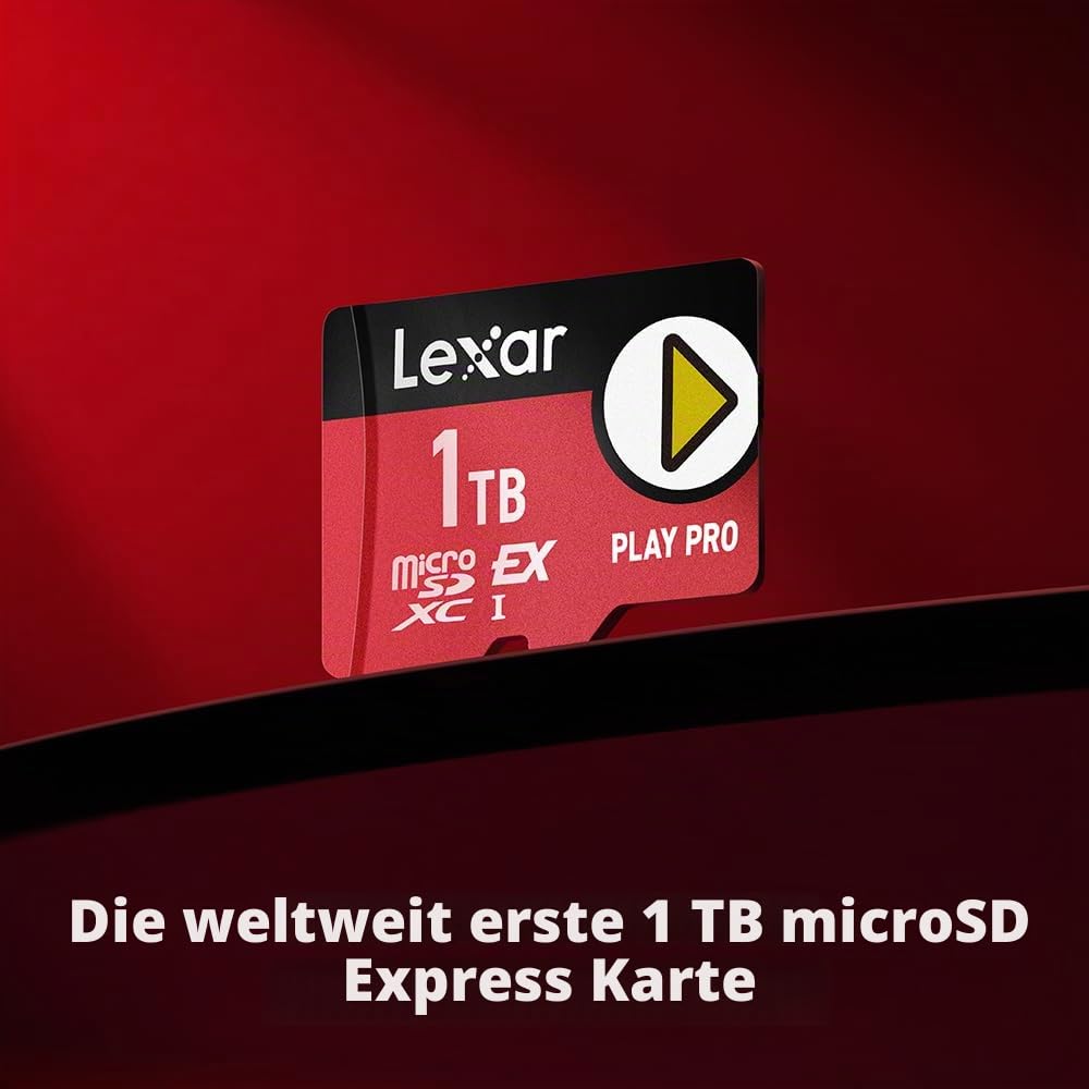 Lexar 512 GB Play PRO microSDXC Express-Karte, UHS-I, C10, U3, V30, A2, Full-HD, 4K-Video, bis zu 900 MB/s Lesen, für Nintendo Switch 2, ASUS ROG Ally, Steam Deck, Spielgeräte (LMSXPS0512G-BNNNU)