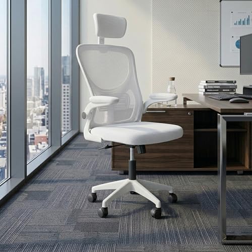 Image of Casa Copenhagen White White | High Back Imported Mesh Fabric Boss Office Chair | Y Design Ergonomic Back Support | 2D Aero Design Adjustable Armrests | Synchro Tilt Lock Mechanism Support
