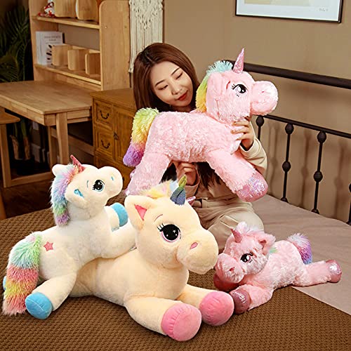 Lindo Juguetes De Peluche De Unicornio Arcoíris Kawaii Almohada De Unicornio Muñeca De Animales De Dibujos Animados De Peluche Muñeca De Apaciguamiento De Bebé para Niños Regalo 80cm Blanco