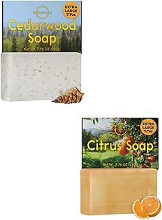 O NATURALS Bar Soap for Men Cedarwood and Citrus Scent - Medium Grit Mens Soap, Revitalizing Citrus Bar Soap - Organic Face Soap Bar, Moisturizing Mens Face Bar Soap, Natural Soap for Women