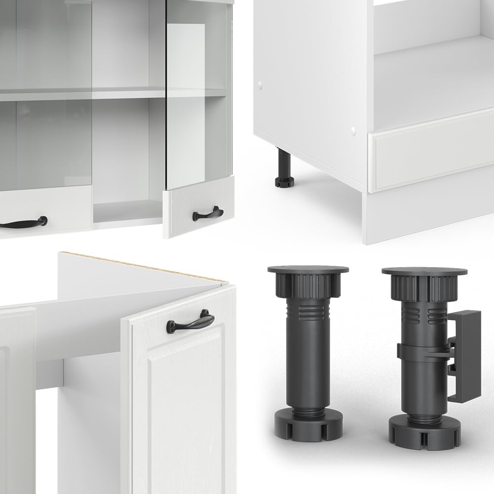Vicco Cuisine en Angle R-Line, Blanc Campagne/Blanc, 287 x 227 cm