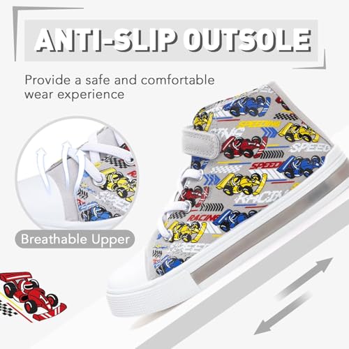 Boys Girls Light up Sneakers Kids High Top Flashing Canvas Shoes Toddler Casual Easy Fasten Walking Sneaker4