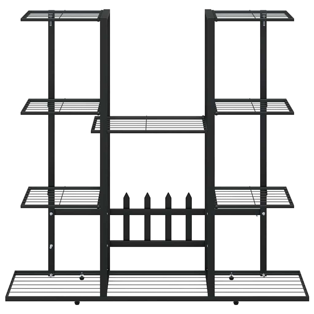 Blumenständer Metall 94,5x25x89 cm - Pflanzenregal Indoor und Outdoor, Pflanzentreppe Schwarz für Balkon, Wohnzimmer und Garten, Mehrstöckige Blumentreppe Eisen