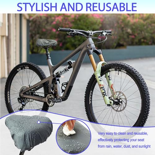 Image of Waterproof Bicycle Seat Covers Dustproof Rainproof UV-Resistant and Windproof Easy to Install and Clean Reusable Suitable for Men's and Women's City Bike and Wide Seats(2pcs Gray)