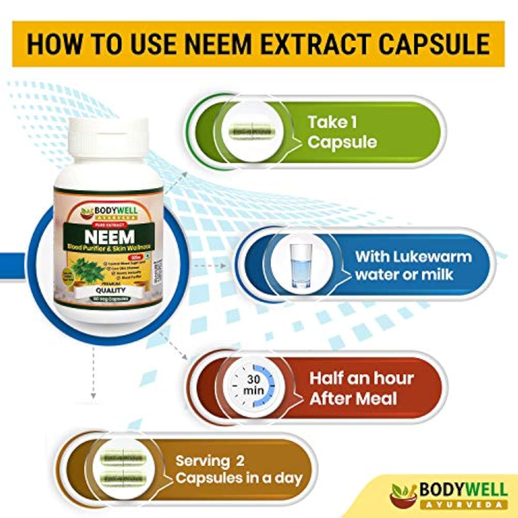 Neem Pure Extract Capsules 500mg (Pack of 2)