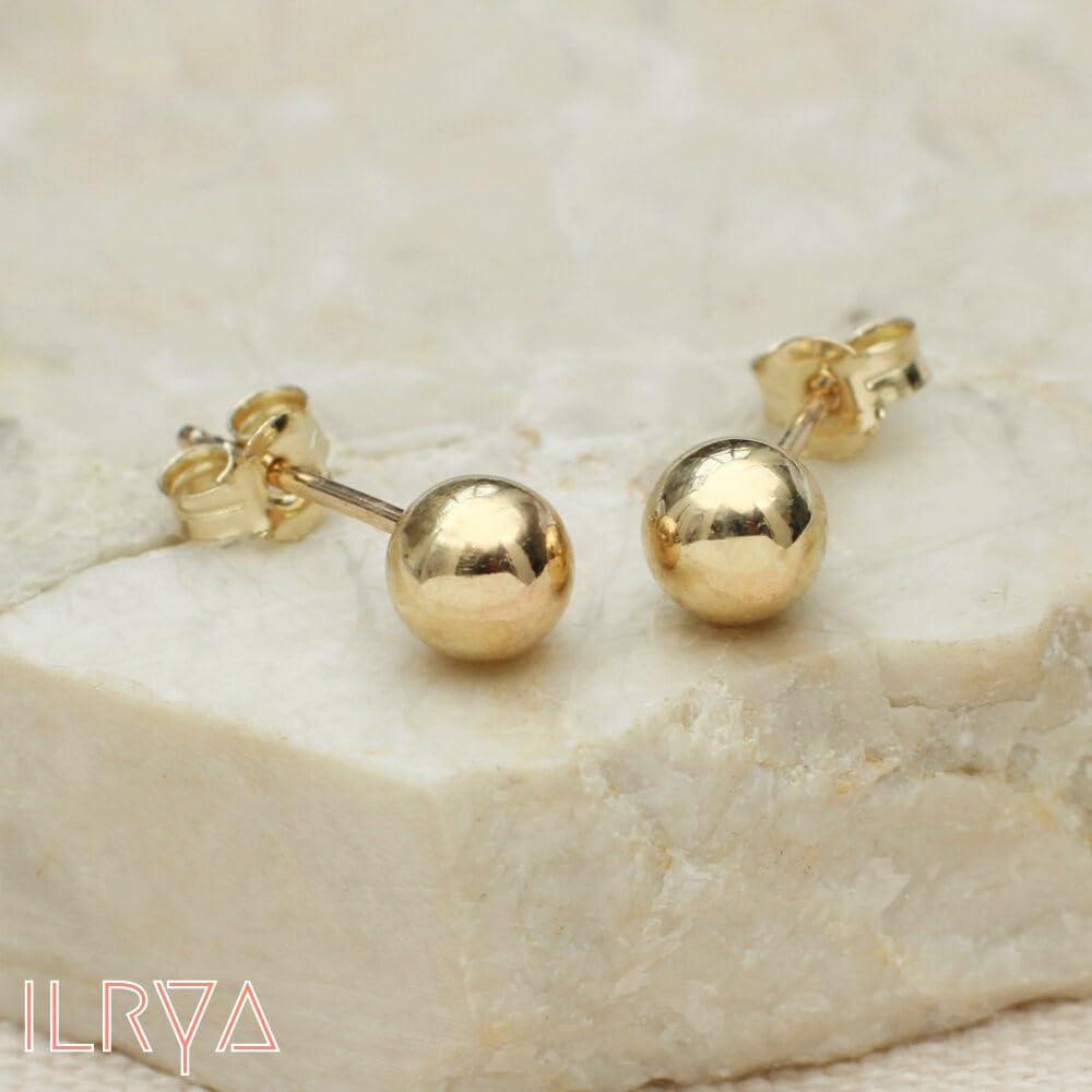 14K Gold Plated Ball Stud Earrings (3-Pair-Pack) 4MM 6MM and 8MM, High Polish, Hypoallergenic Gold Earrings Set for Women - Image 4
