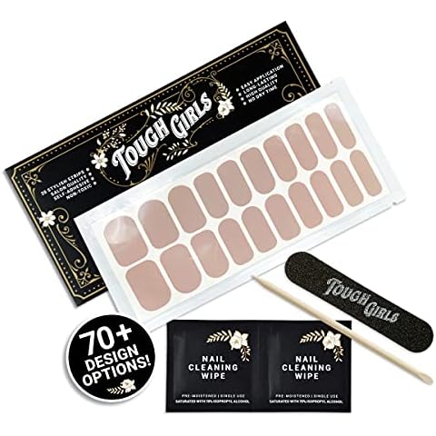 TOUGH GIRLS | 20 Exquisite Gel Nail Polish Strips w/Application Accessories - No UV/LED Lamp Required (Nude) Cover