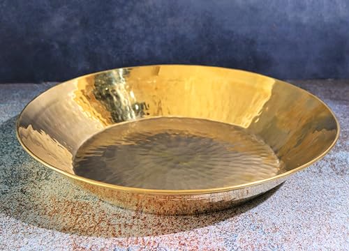 Image of Kitchen 101% Pure Brass Pital Parat for Atta | 14 Inch | Paraat for Dough Atta Kneading | Brass Utensils for Cooking | Pital Ka Bartan | Thaal | Thatera Bartan Pital