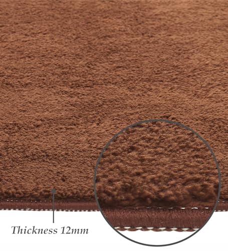 Image of Obsessions Large Indoor Polyester Carpet with Solid Pattern Felt Backing, Ideal for Bedroom & Living Room 120x170cm, Brown