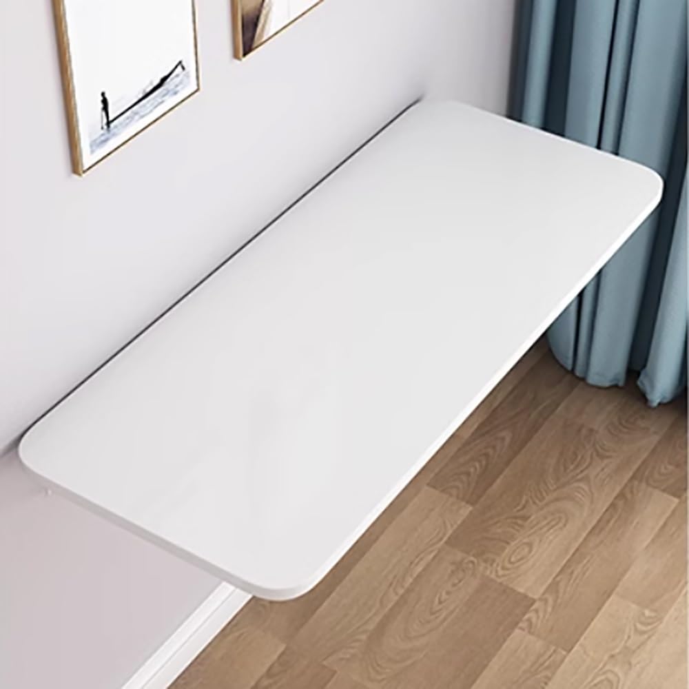 GJZQDKX Space-Saving Wall Mounted Folding Workbench, 48"x20" Collapsible Drop Leaf Desk, Murphy Table for Home Office, Laundry Room & Kitchen Bar (White, 100x30cm)