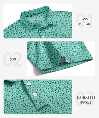 Image of ZITY Mens Golf Polo Shirts Short Sleeve UPF 50+ Performance Moisture Wicking Print Pattern Casual Collared Golf Shirt for Men